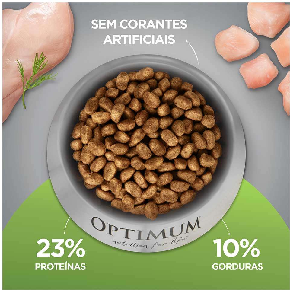 Ração Seca Optimum Frango e Arroz para Cães Adultos Raças Pequenas e Minis - 3Kg