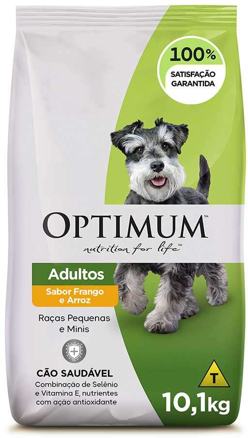 Ração Seca Optimum Frango e Arroz para Cães Adultos Raças Pequenas e Minis -10,1Kg