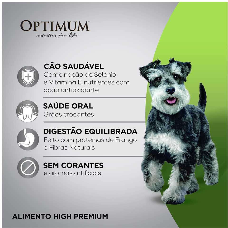 Ração Seca Optimum Frango e Arroz para Cães Adultos Raças Pequenas e Minis - 3Kg