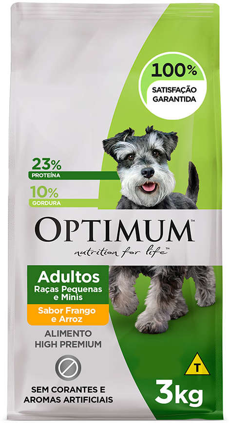 Ração Seca Optimum Frango e Arroz para Cães Adultos Raças Pequenas e Minis - 3Kg