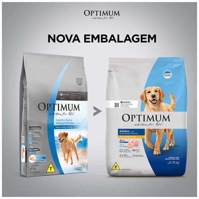 Ração Seca Optimum Frango e Arroz para Cães Adultos Raças Médias e Grandes