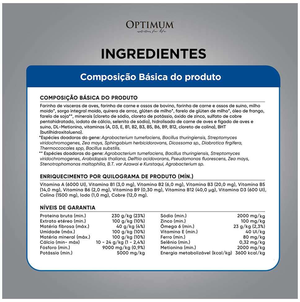 Ração Seca Optimum Frango e Arroz para Cães Adultos Raças Médias e Grandes - 3Kg