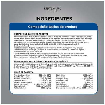Ração Seca Optimum Frango e Arroz para Cães Adultos Raças Médias e Grandes