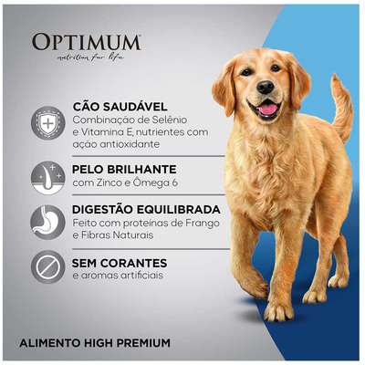 Ração Seca Optimum Frango e Arroz para Cães Adultos Raças Médias e Grandes