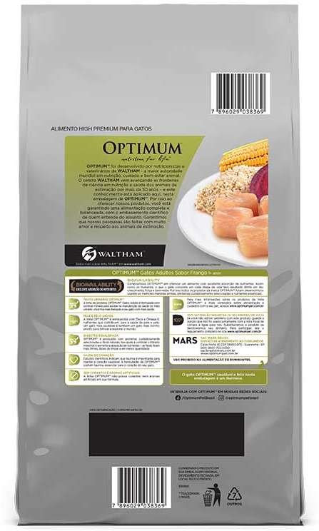 Ração Seca Optimum Frango para Gatos Adultos - 10,1Kg
