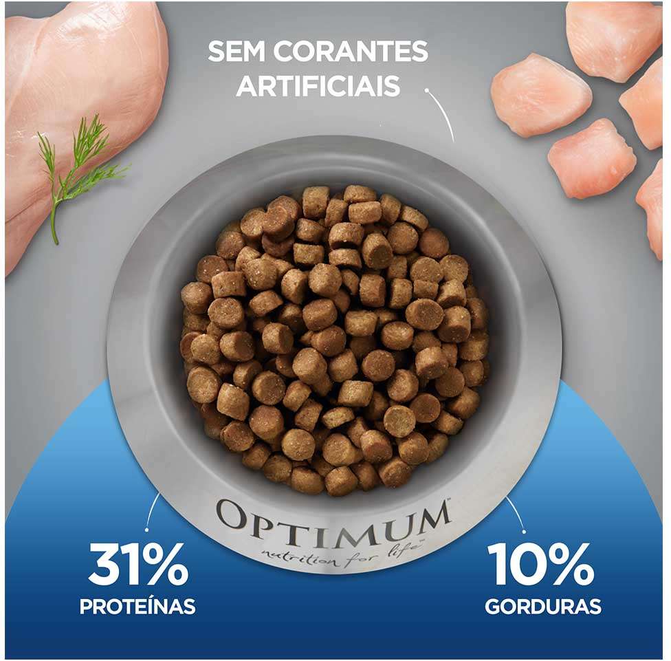 Ração Seca Optimum Frango para Gatos Adultos Castrados - 10,1Kg