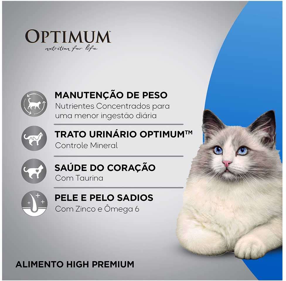Ração Seca Optimum Frango para Gatos Adultos Castrados - 10,1Kg
