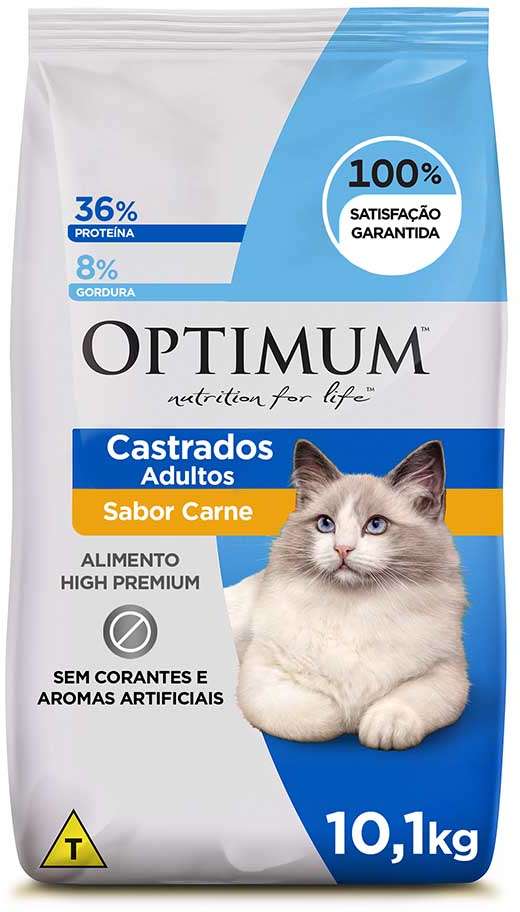 Ração Seca Optimum Frango para Gatos Adultos Castrados - 10,1Kg