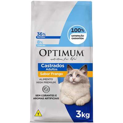 Ração Seca Optimum Frango para Gatos Adultos Castrados