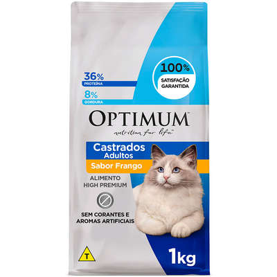 Ração Seca Optimum Frango para Gatos Adultos Castrados