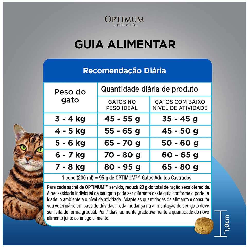 Ração Seca Optimum Carne para Gatos Adultos Castrados - 10,1Kg