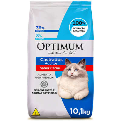 Ração Seca Optimum Carne para Gatos Adultos Castrados