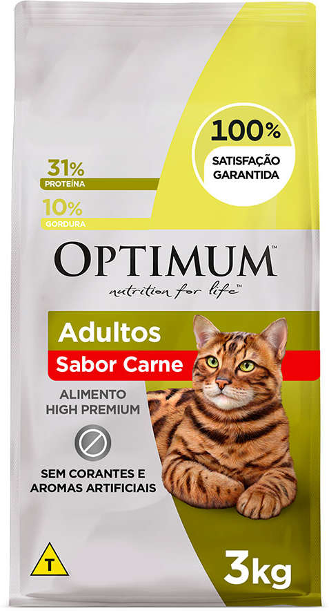 Ração Seca Optimum Carne para Gatos Adultos - 3Kg