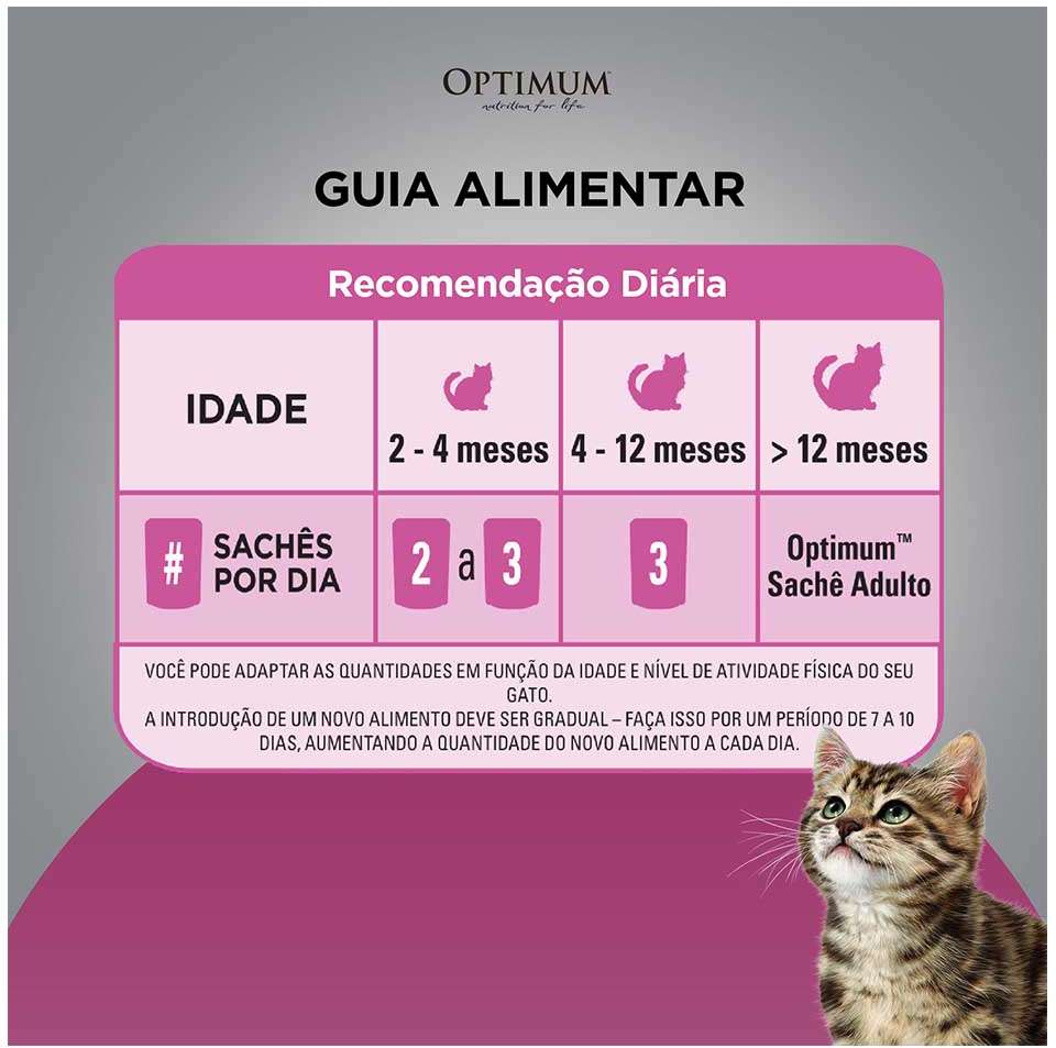 Ração Úmida Optimum Sachê para Gatos Filhotes Frango - 85 g - 60 Unidades
