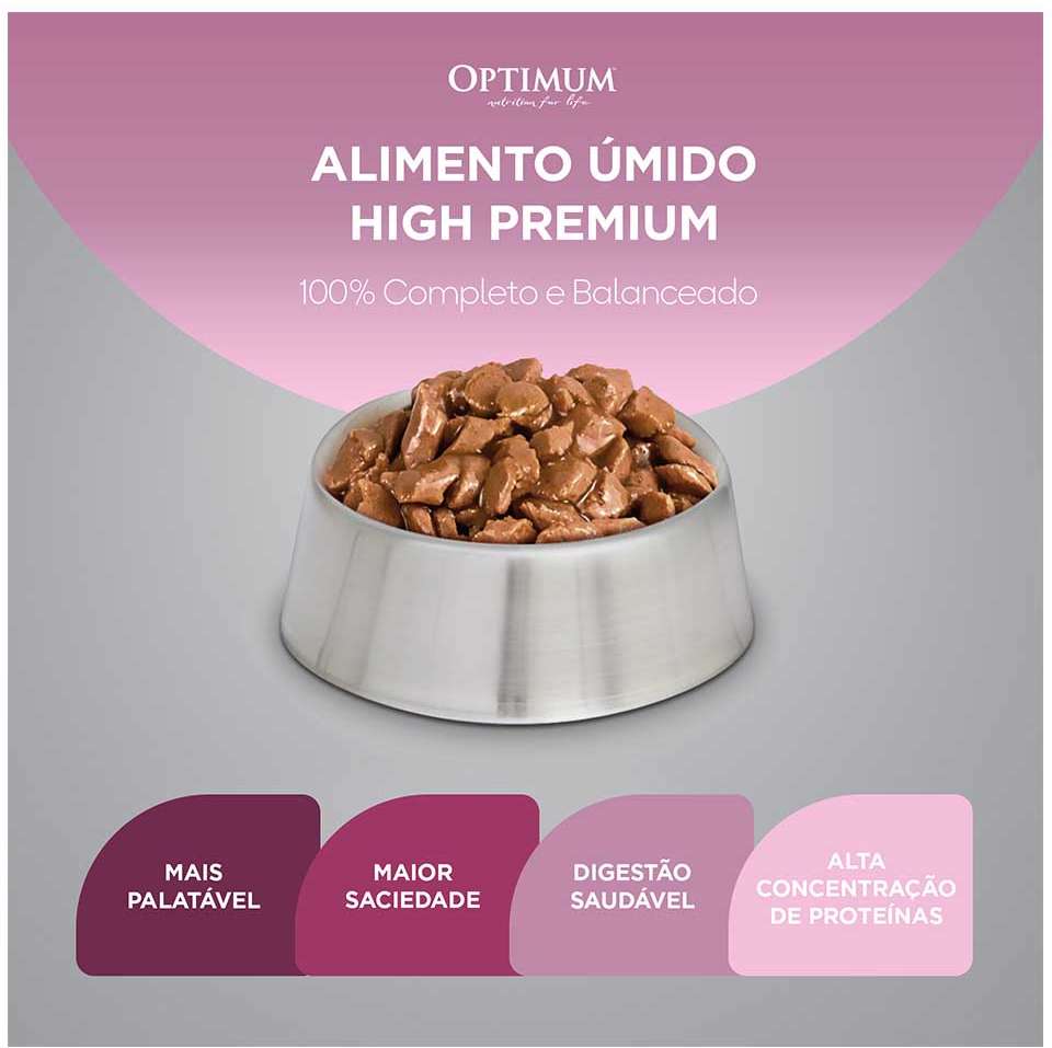 Ração Úmida Optimum Sachê para Gatos Filhotes Frango - 85 g - 60 Unidades