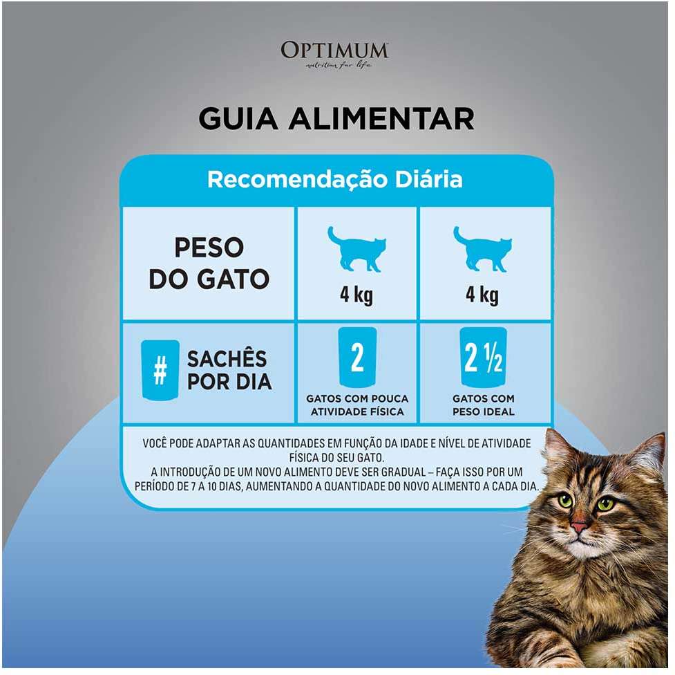 Ração Úmida Optimum Sachê para Gatos Adultos Manutenção de Peso Frango - 85 g - 60 Unidades