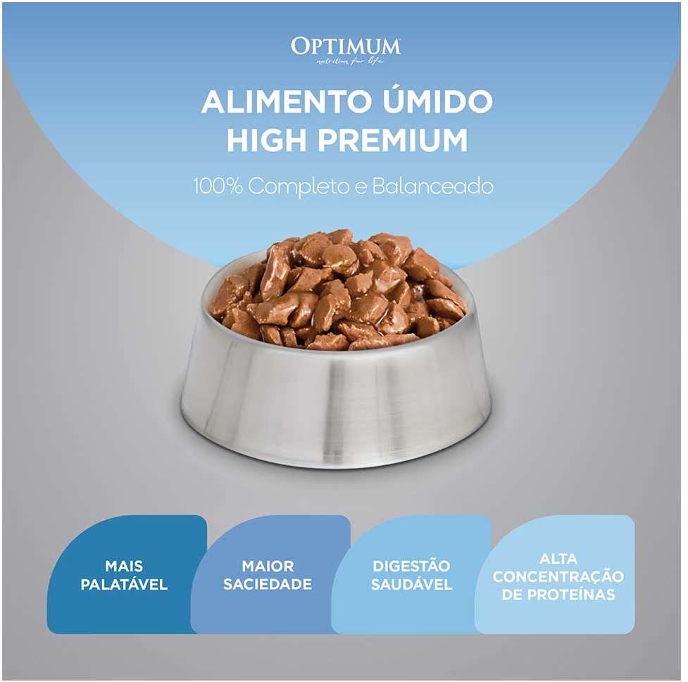 Ração Úmida Optimum Sachê para Gatos Adultos Manutenção de Peso Frango - 85 g - 60 Unidades