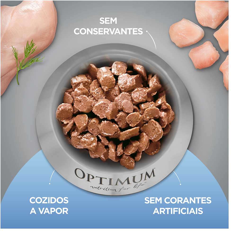 Ração Úmida Optimum Sachê para Gatos Adultos Manutenção de Peso Frango - 85 g - 60 Unidades