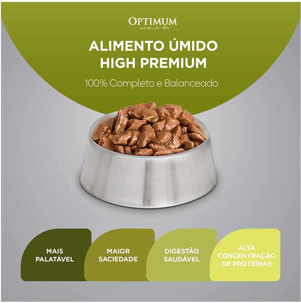 Ração Úmida Optimum Sachê para Gatos Adultos Frango - 85 g - 60 Unidades