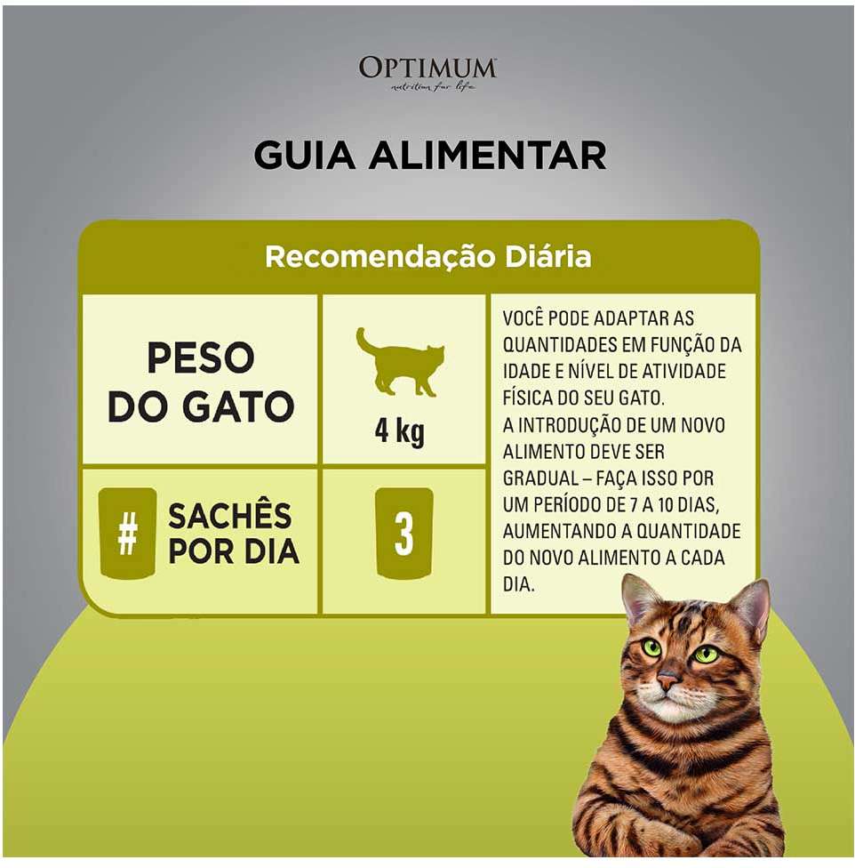Ração Úmida Optimum Sachê para Gatos Adultos Frango - 85 g - 60 Unidades
