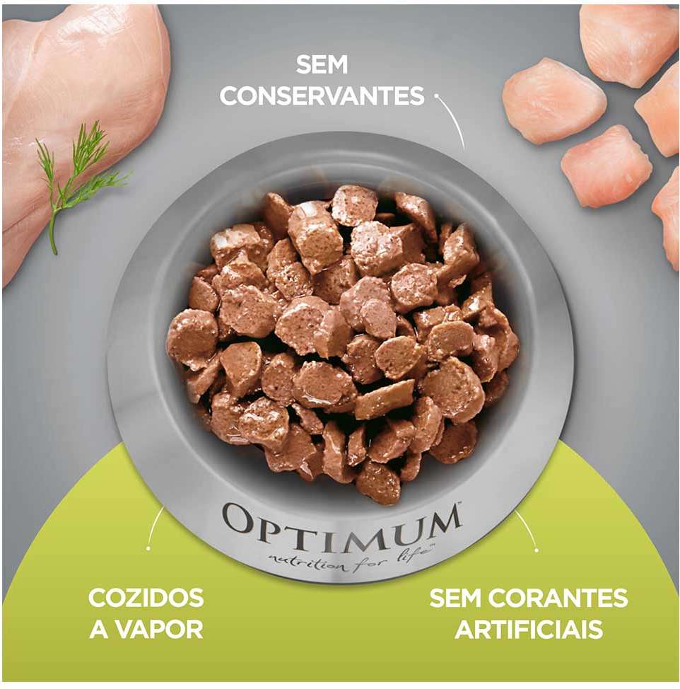 Ração Úmida Optimum Sachê para Gatos Adultos Frango - 85 g - 60 Unidades
