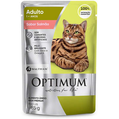 Ração Úmida Optimum Sachê para Gatos Adultos Sabor Salmão