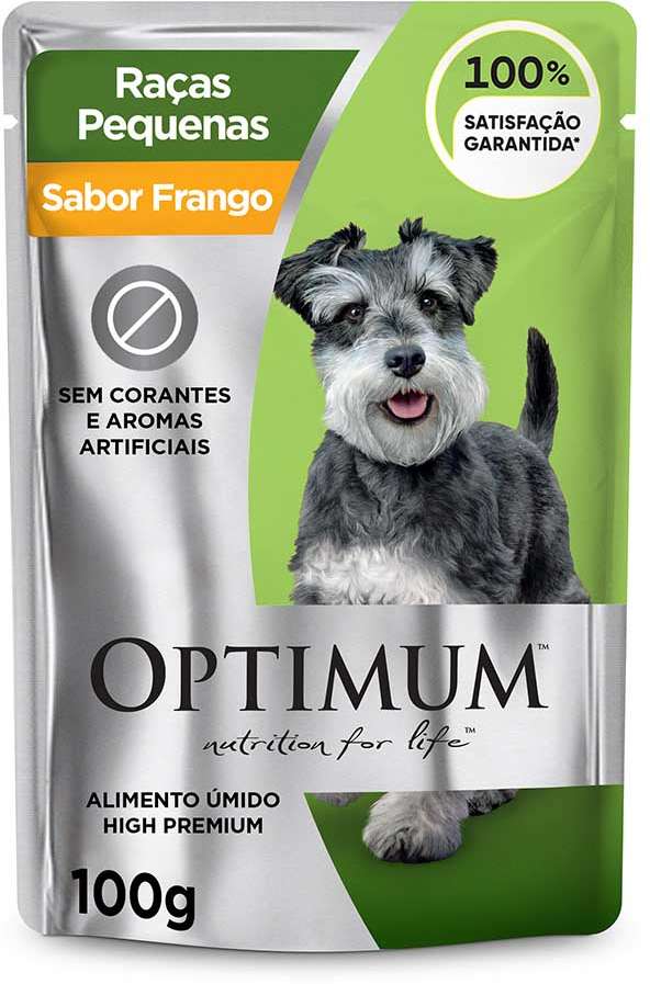 Ração Úmida Optimum Sachê para Cães Adultos Raças Pequenas e Minis Frango - 100 g