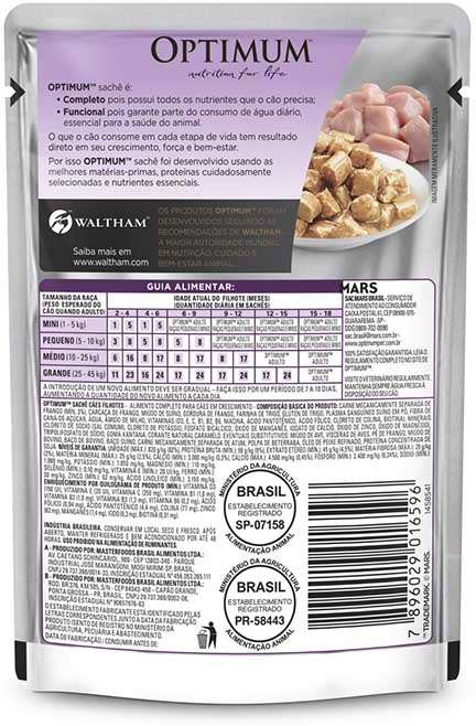 Ração Úmida Optimum Sachê Frango para Cães Filhotes - 100 g