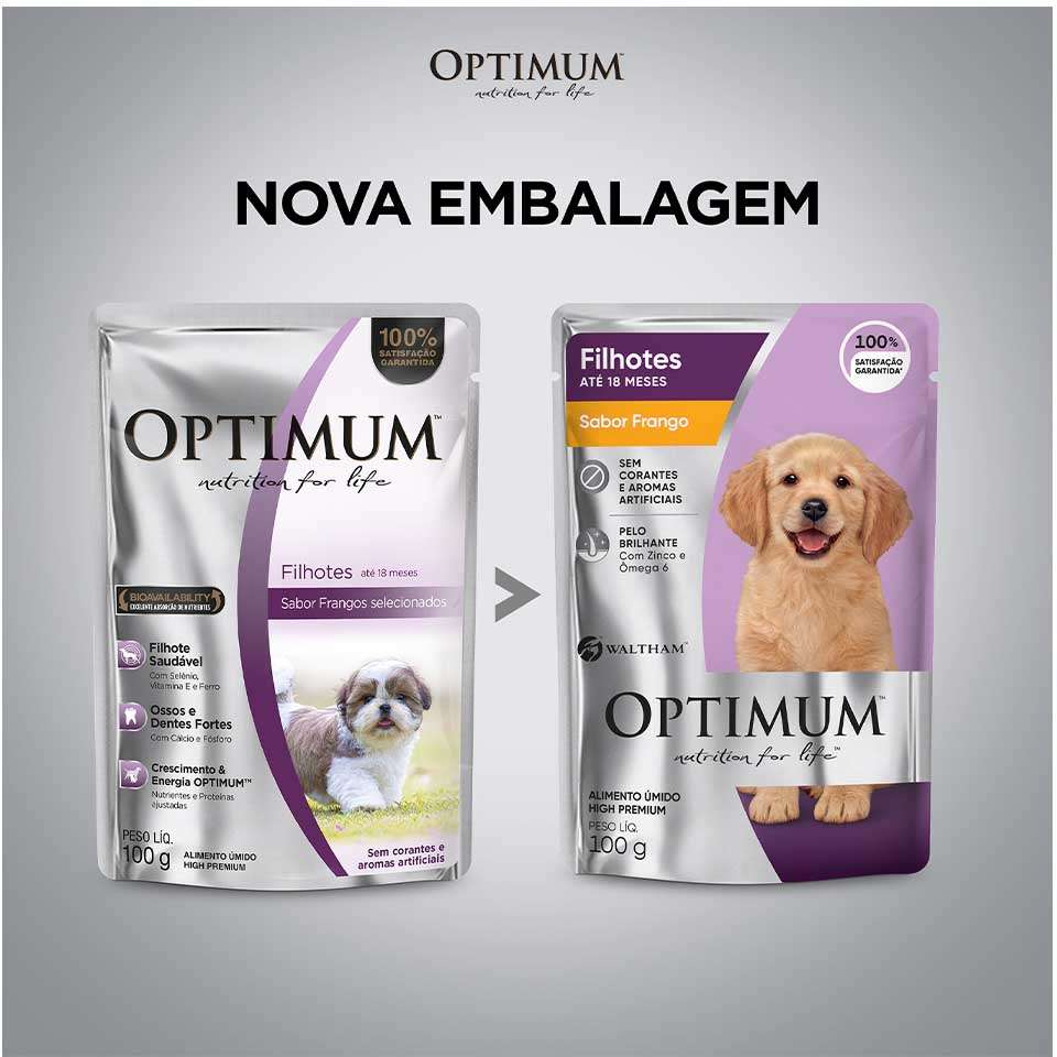 Ração Úmida Optimum Sachê Frango para Cães Filhotes - 100 g