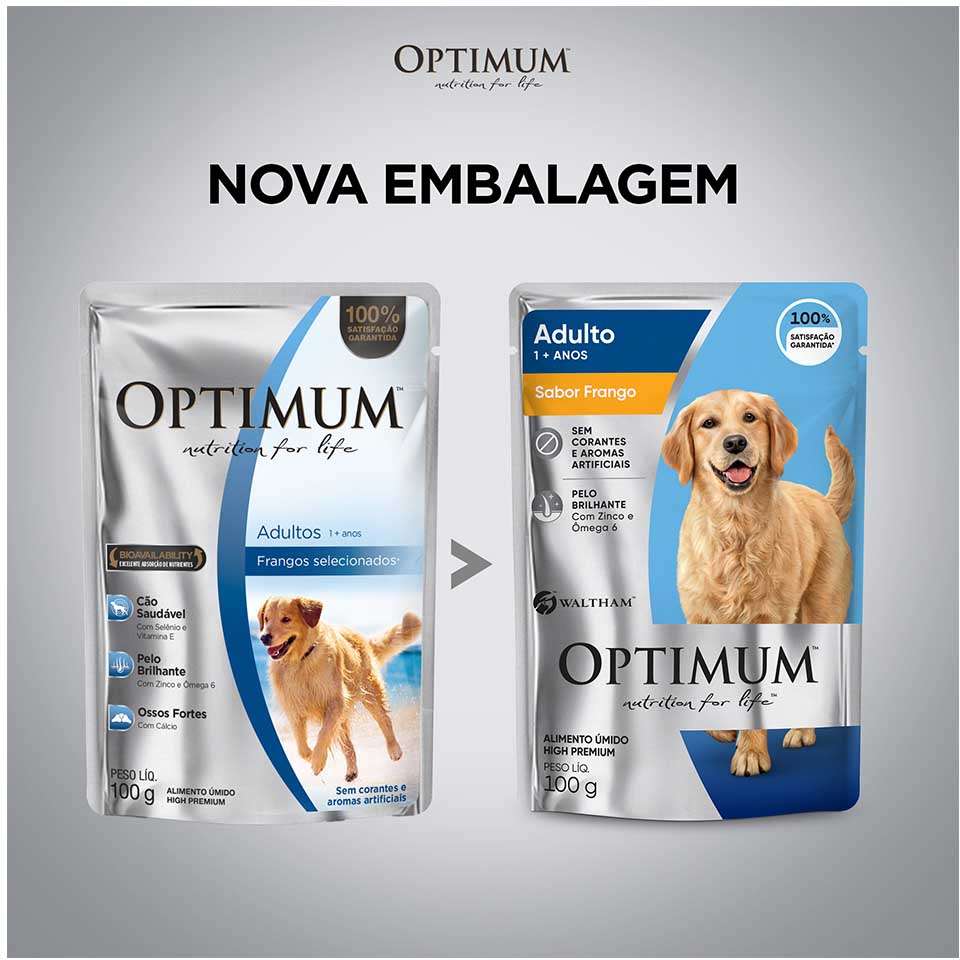 Ração Úmida Optimum Sachê para Cães Adultos Frango - 100 g