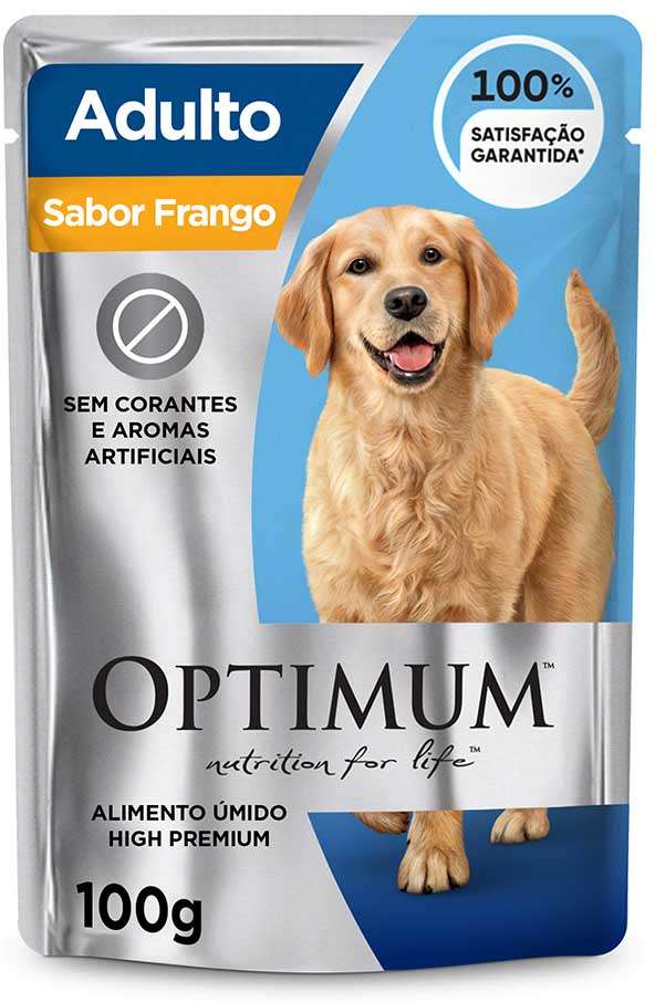 Ração Úmida Optimum Sachê para Cães Adultos Frango - 100 g