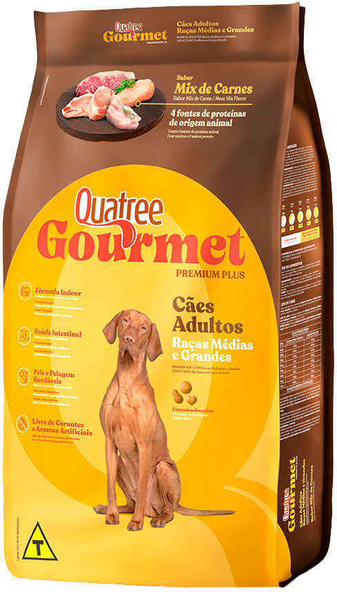 Ração Seca Quatree Gourmet Sem Corantes Cães Adultos Raças Médias e Grandes - 15Kg