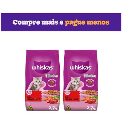 Ração Whiskas Carne e Leite para Gatos Filhotes