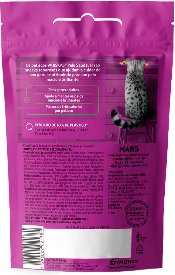 Petisco Whiskas Temptations Anti Bola de Pelo Para Gatos Adultos - 80 g