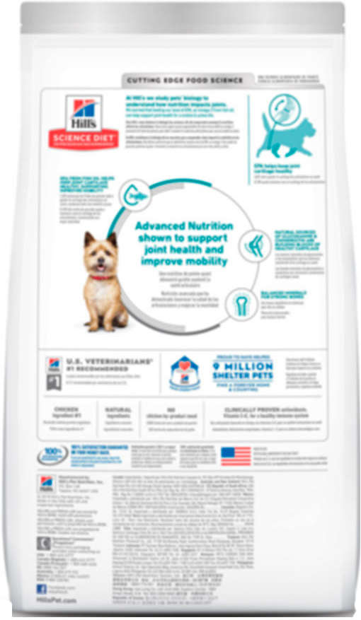 Ração Seca Hill's Science Diet Mobilidade Saudável Pedaços Pequenos Frango para Cães Adultos - 1,81Kg