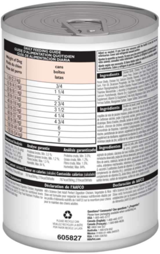 Ração Úmida Hill's Science Diet Digestão Perfeita Frango e Vegetais para Cães Adultos - 363 g
