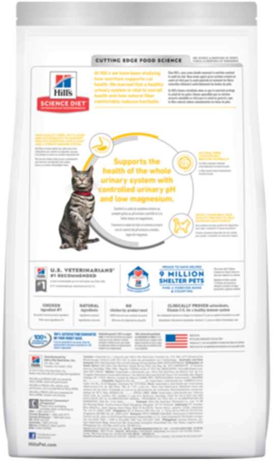 Ração Seca Hill's Science Diet Cuidado Urinário e Bolas de Pelo Frango para Gatos Adultos - 1,5Kg