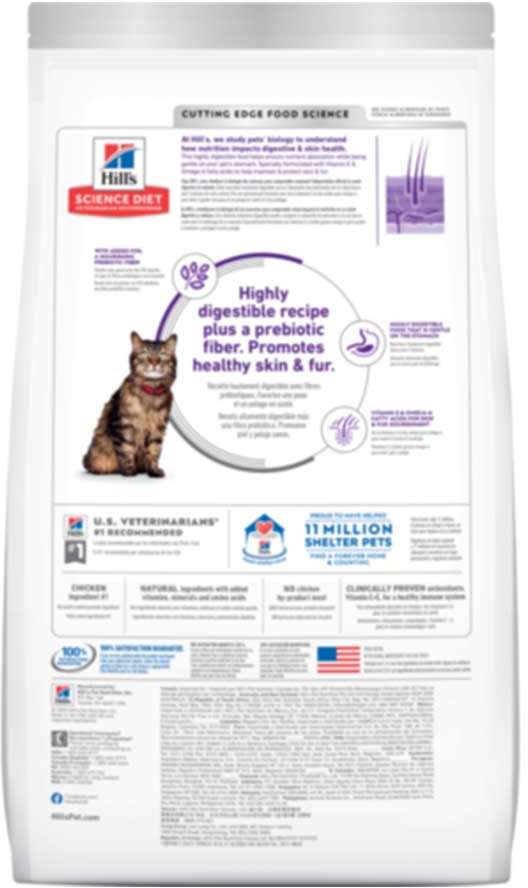 Ração Seca Hill's Science Diet Pele Sensível Frango para Gatos Adultos - 1,5Kg