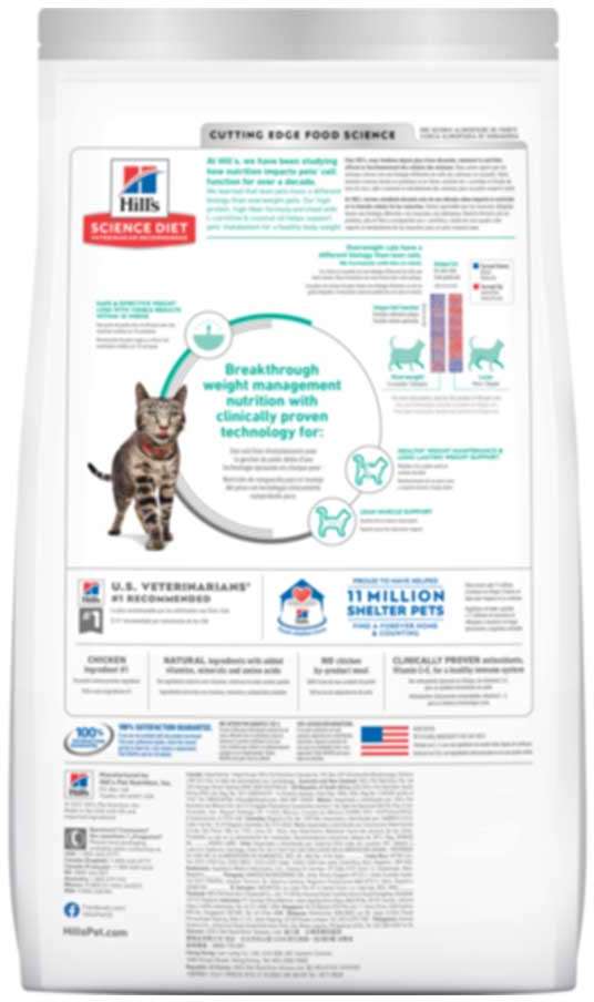 Ração Seca Hill's Science Diet Peso Perfeito Frango para Gatos Adultos - 1,36Kg