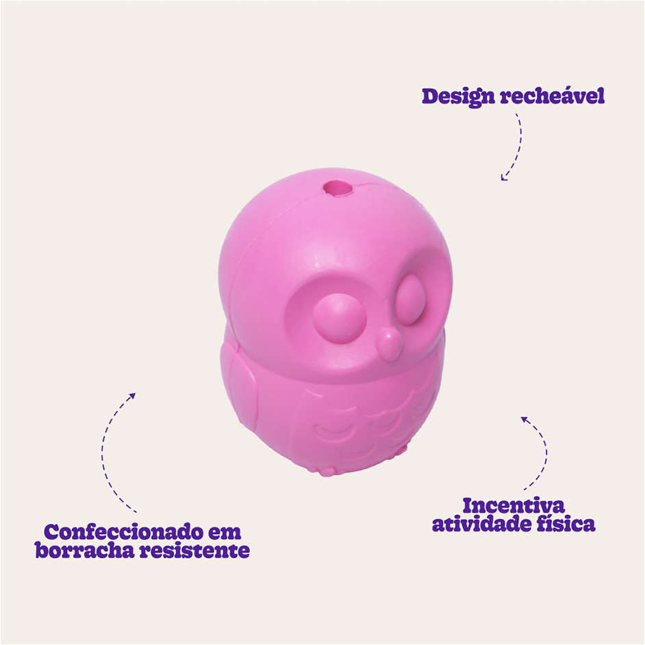Brinquedo Pet Games Mordedor Corujinha Rosa - Tam. P