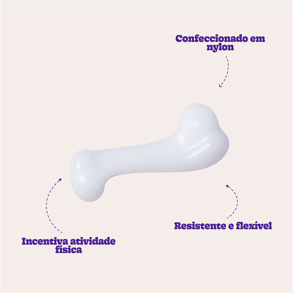 Brinquedo LCM Ossinho de Nylon Duraflex Branco - Tam. P