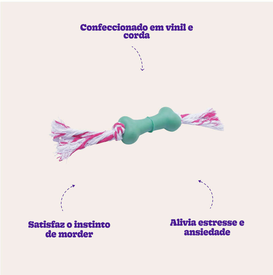 Brinquedo Osso com Corda para Cães - Tam. Único