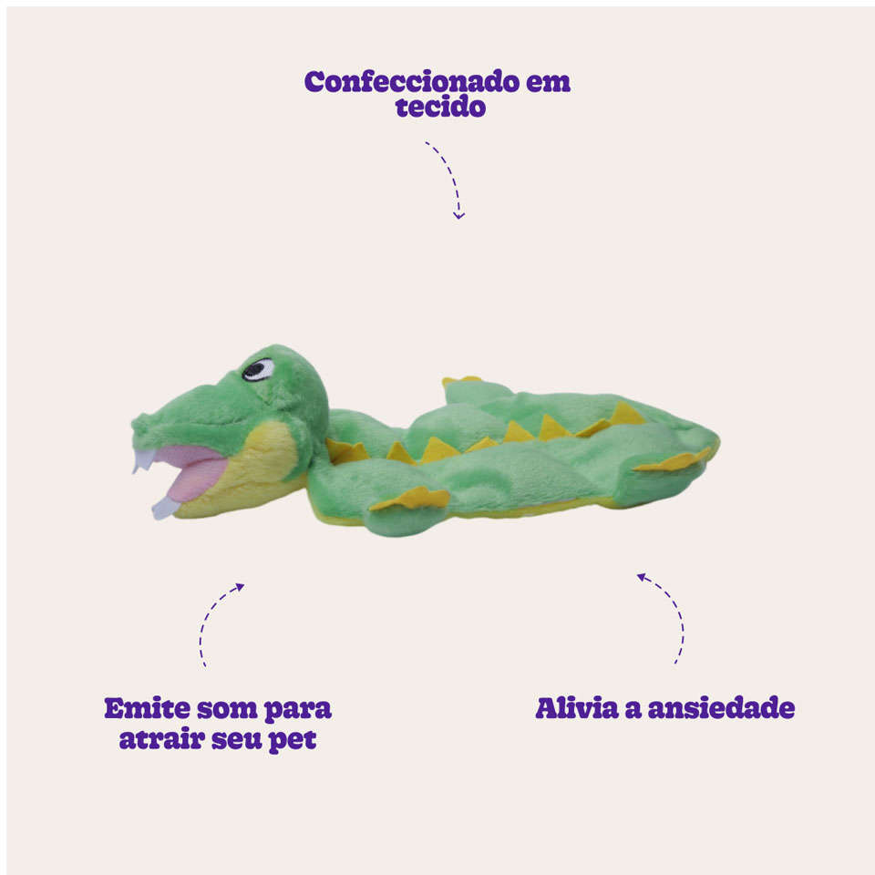Brinquedo Plush Jacaré Multi Som para Cães - Tam. Único