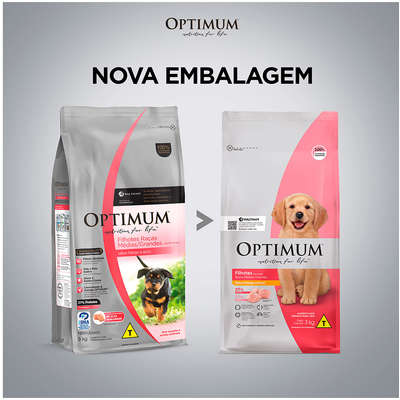 Ração Optimum Frango e Arroz para Cães Filhotes Raças Médias e Grandes até 18 meses