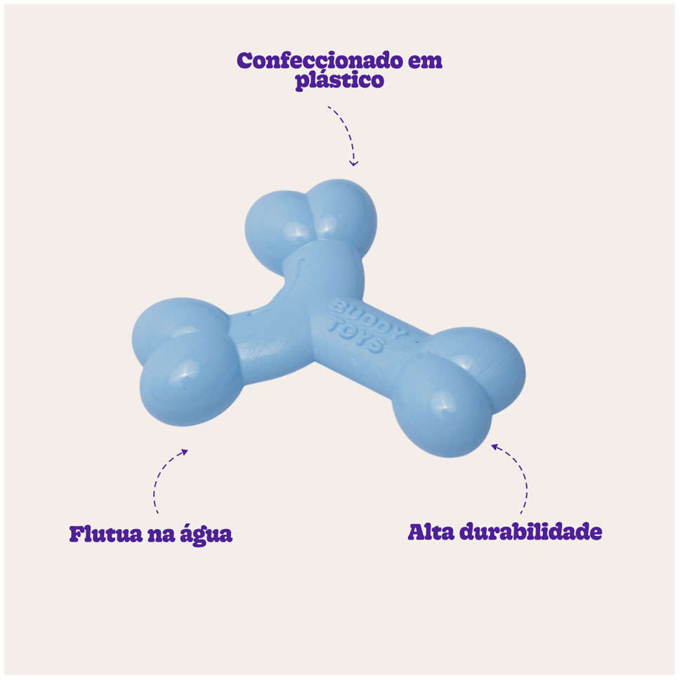 Brinquedo Buddy Toys Ossinho Azul para Filhotes - Tam. Único