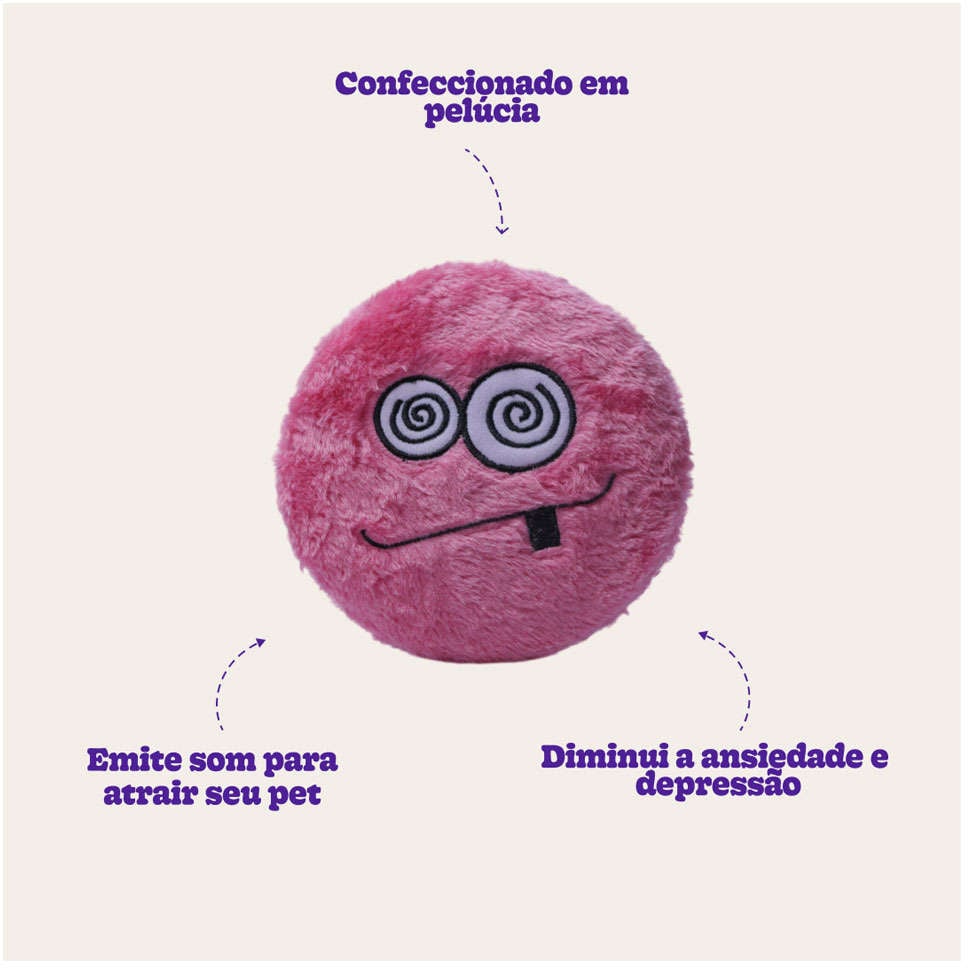 Brinquedo Chalesco Pelúcia Emoticon Crazy para Cães - Tam. Único
