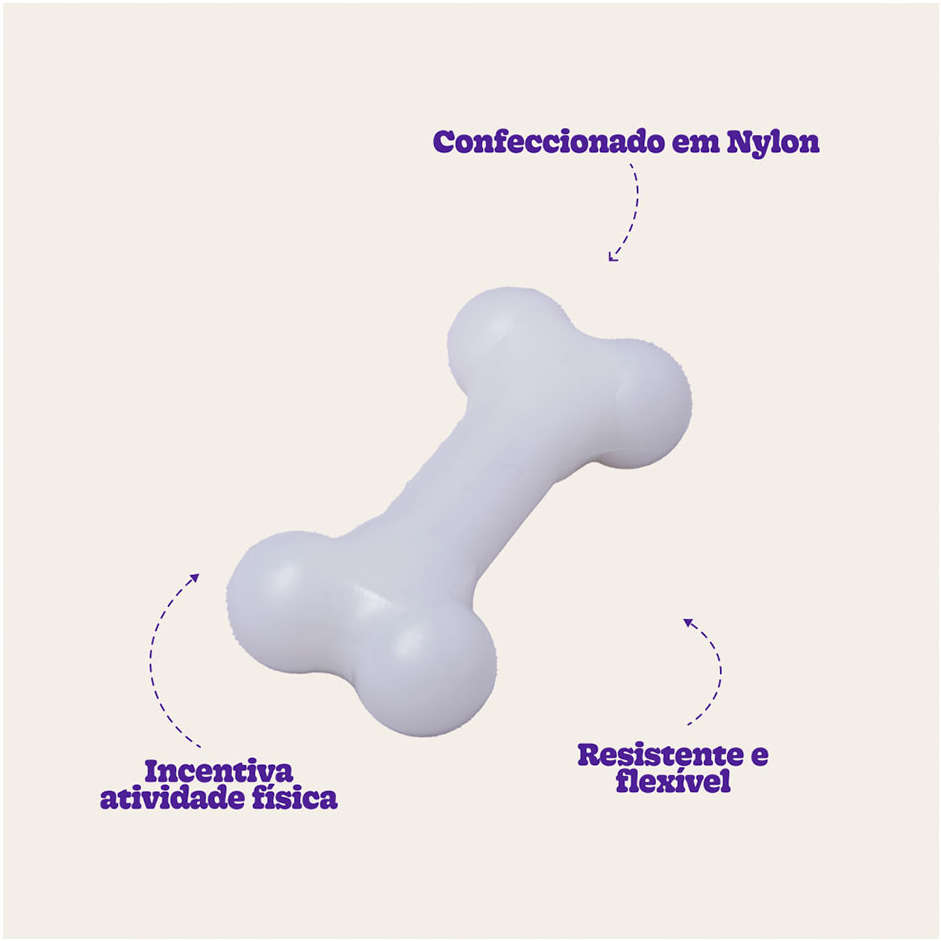 Brinquedo LCM Osso de Nylon Duraflex Branco - Tam. Mini