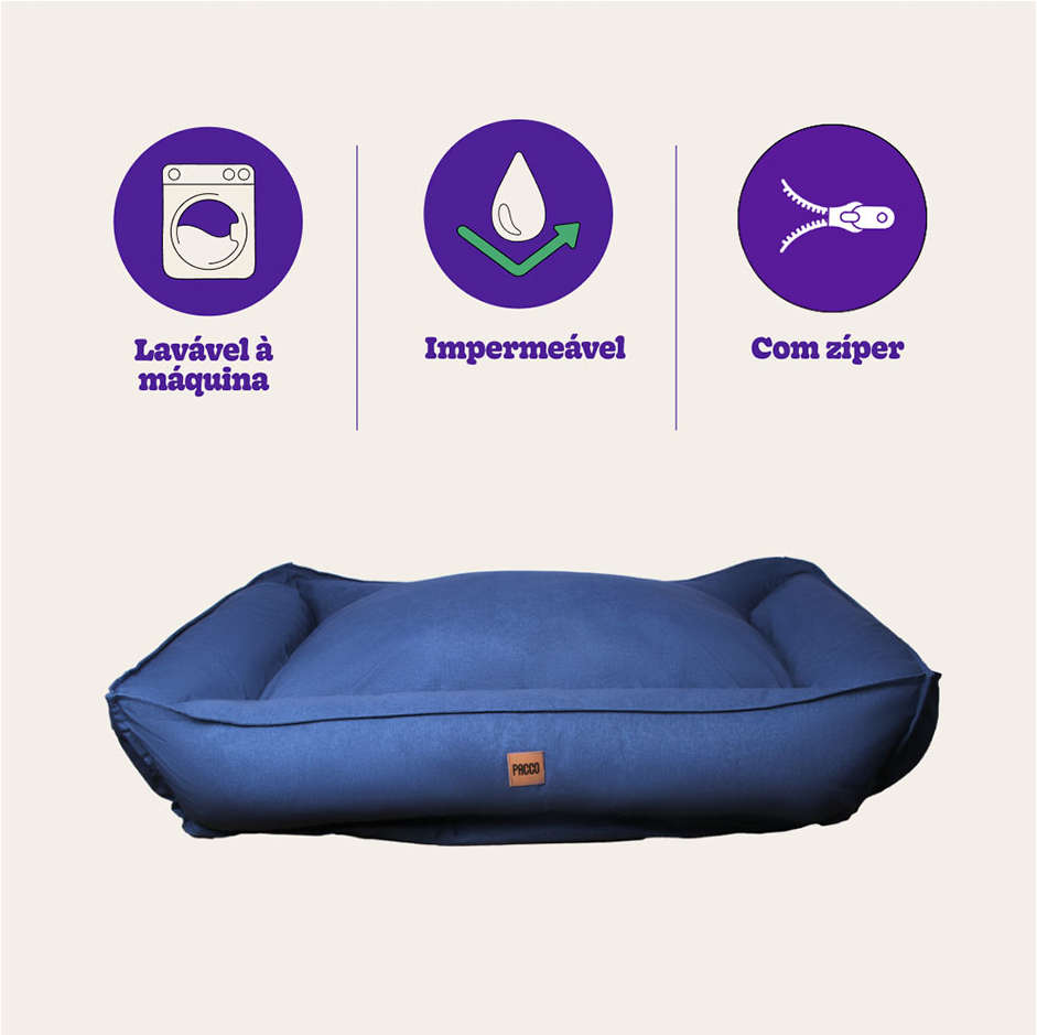 Cama Pacco Puppy King Ecotec Lisa Azul para Cães - Tam. Único