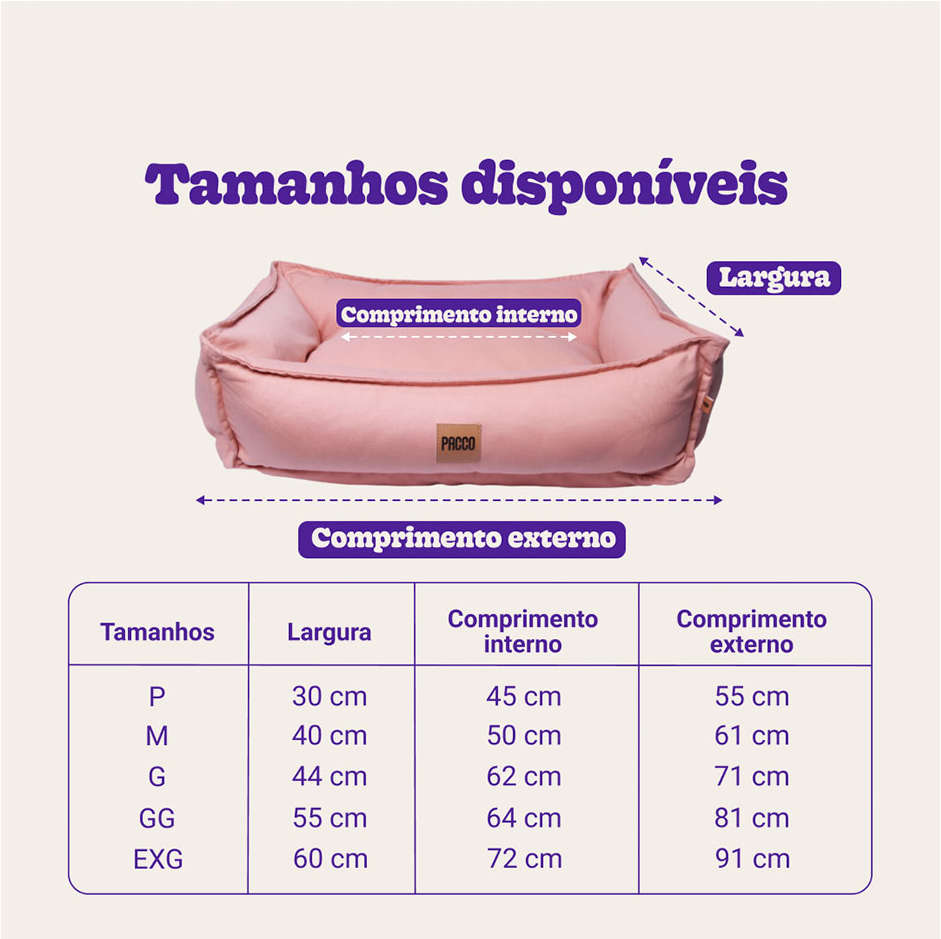 Cama Pacco Puppy Nature Rose 100% Algodão para Cães - Tam. EXG