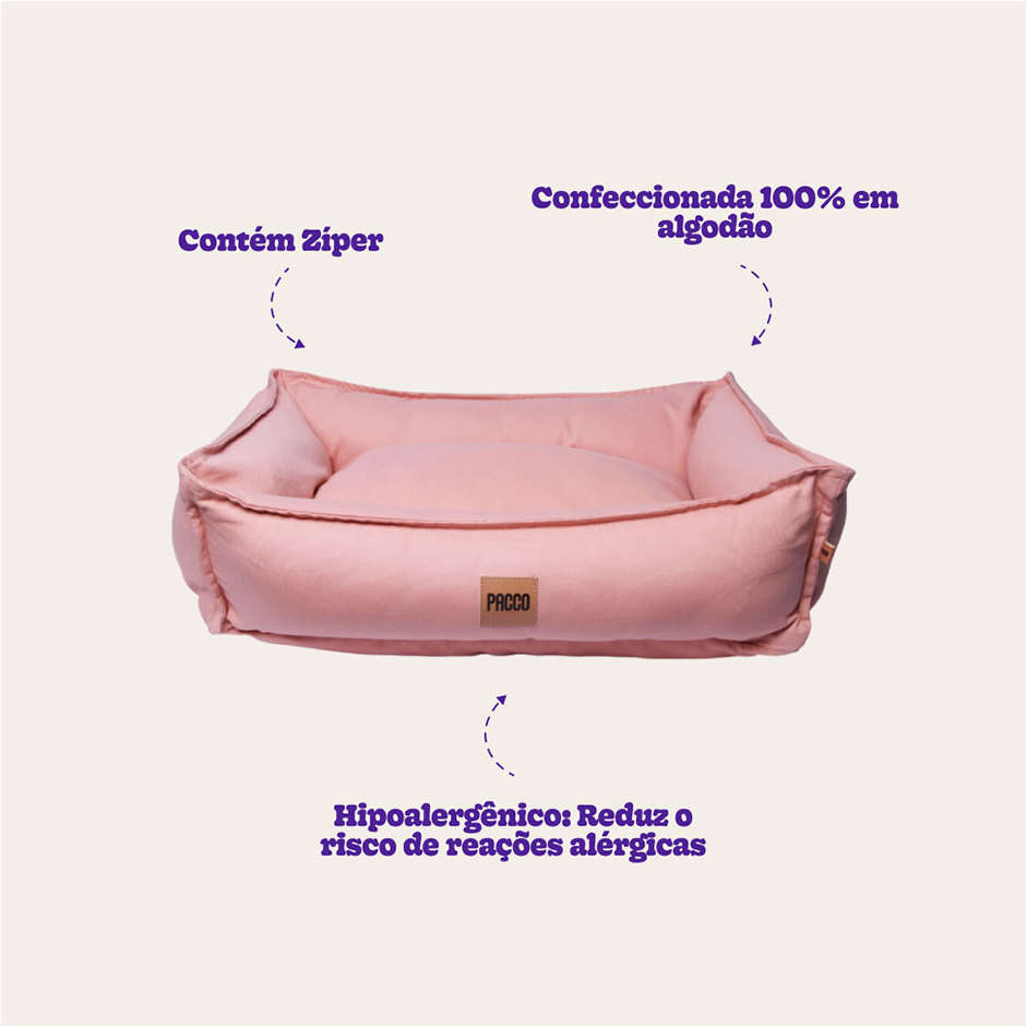 Cama Pacco Puppy Nature Rose 100% Algodão para Cães - Tam. EXG